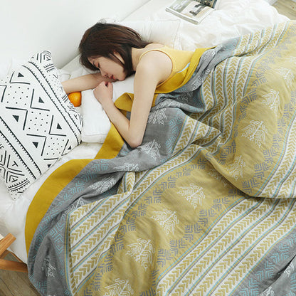 Cotton Reversible Quilt | Wheat Ear Print | Full/Queen Size