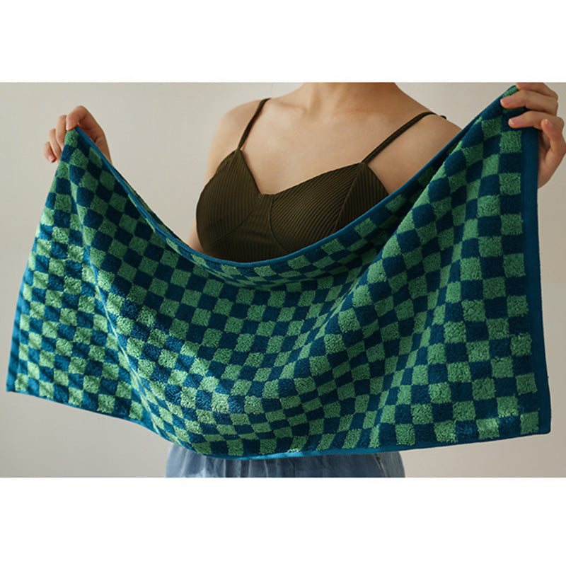 Retro Checkerboard Cotton Towel | Breathable & Soft | 35cm x 75cm