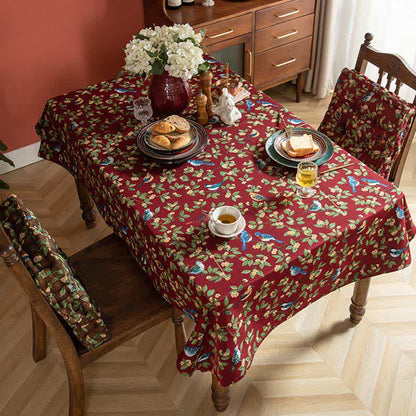 Pastoral Table Cover | Polyester Flower & Bird Print | Multiple Sizes