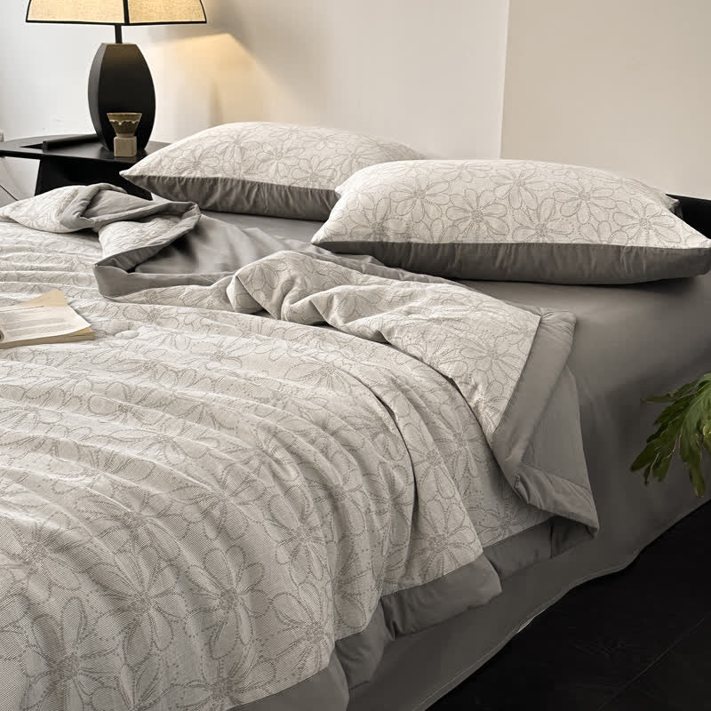 Jacquard Daisy Bedding Set | Cotton Gauze | 4 Pieces