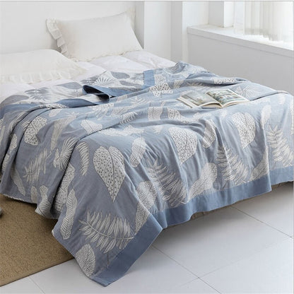 Cotton Gauze Throw Blanket | Reversible Design | 59" x 79"