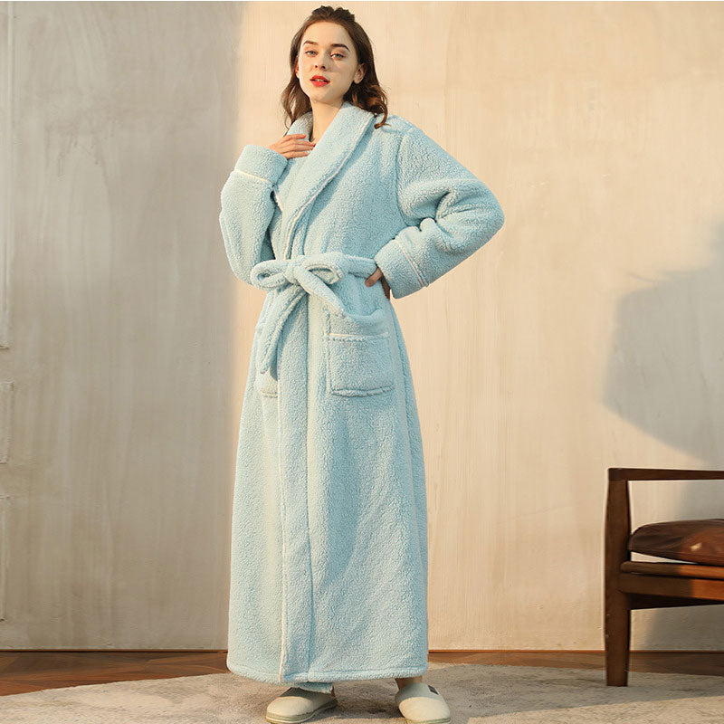 Fleece Bathrobe | Thick & Skin-Friendly | Long Length with Pockets