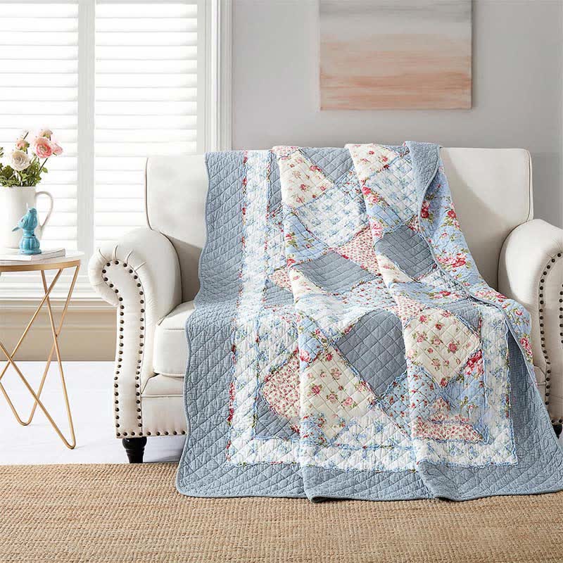 Pure Cotton Quilt | Floral Patchwork Design | Full Size 59"W x 79"L
