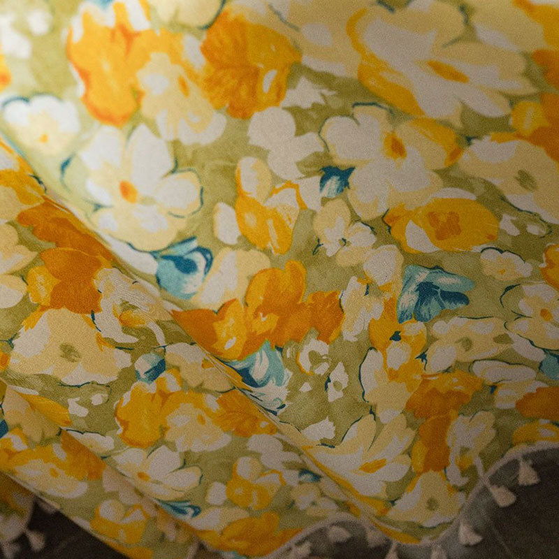 Yellow Flower Semi-Blackout Curtain | Cotton Linen | 1 Piece
