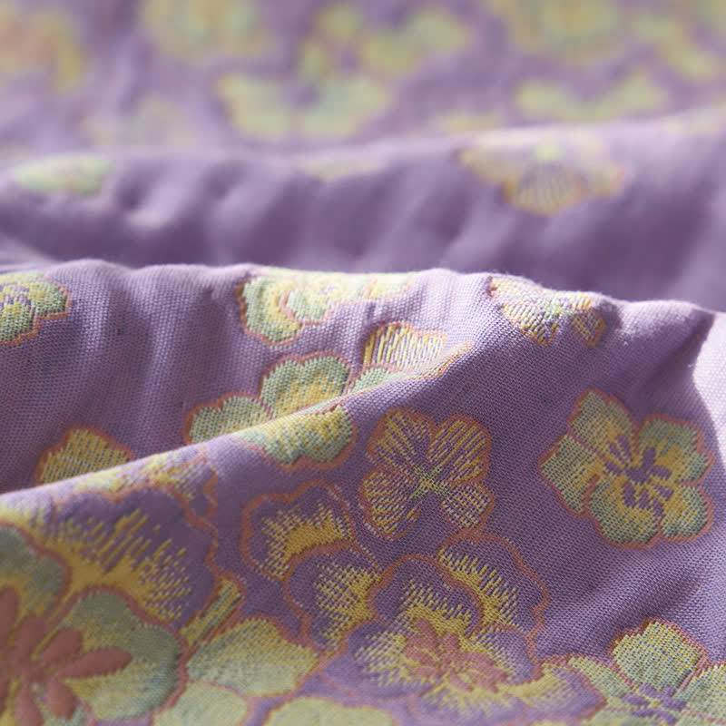 Rustic Floral Quilt | 100% Organic Cotton | Purple | Full/Queen/King Options