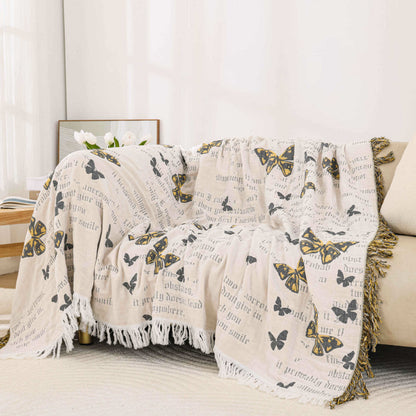 King Size Cotton Jacquard Quilt | Butterfly Print