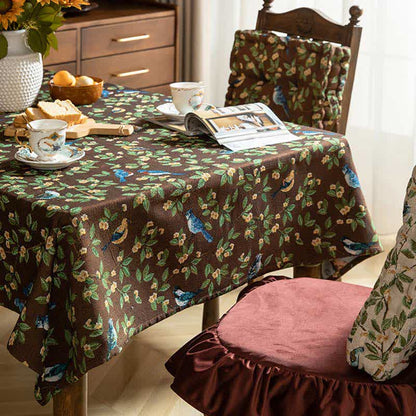 Pastoral Table Cover | Polyester Flower & Bird Print | Multiple Sizes