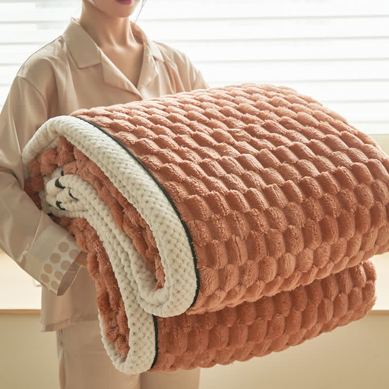 Thick Coral Fleece Throw Blanket | Reversible Polyester | Full/Queen Size