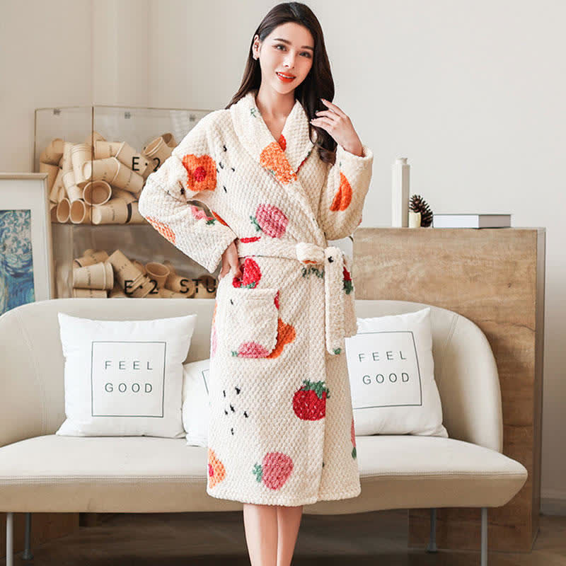 Fruit Print Bathrobe | Soft Polyester | Breathable & Comfortable