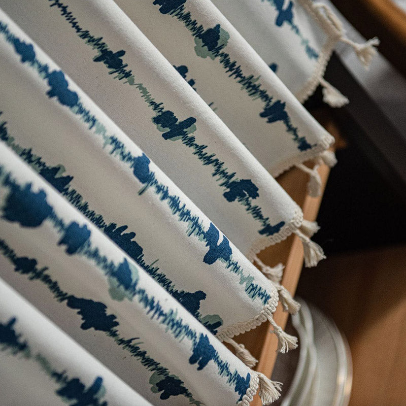 Blue Cotton Linen Cabinet Curtain | Rod Pocket Design | Single Panel