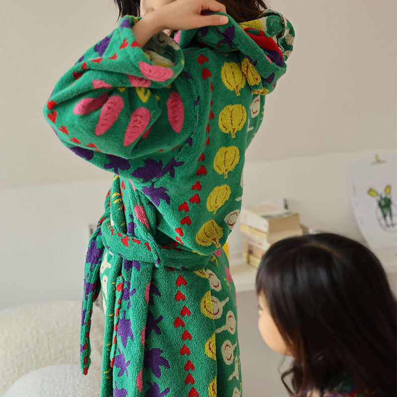 Cotton Hooded Bathrobe | Soft & Lightweight | Child and Adult Sizes