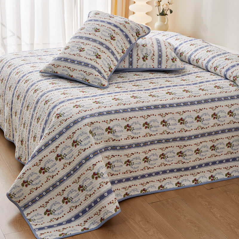 Pure Cotton Floral Quilted Bedding Set | Eco-Friendly 100% Cotton | Queen or King Size