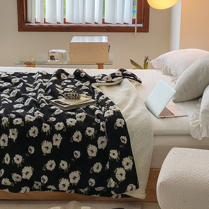 Retro Floral Fleece Throw Blanket | Warm Polyester | 39" x 59"