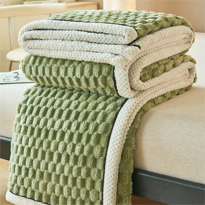 Thick Coral Fleece Throw Blanket | Reversible Polyester | Full/Queen Size