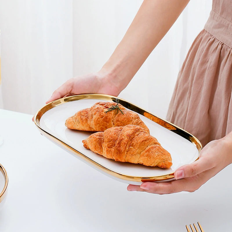 Dinnerware Set | Porcelain | White and Gold