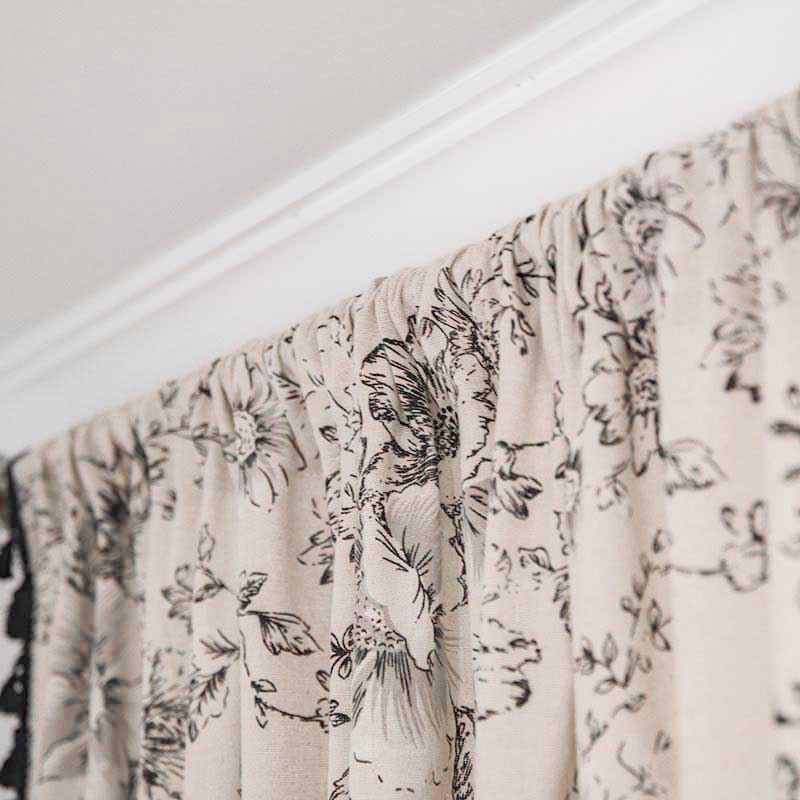 Black Flower Curtain | Cotton Blend | Semi-Blackout Design