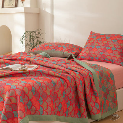 Reversible Fish Scales Quilt | 100% Organic Cotton | Full/Queen/King Sizes