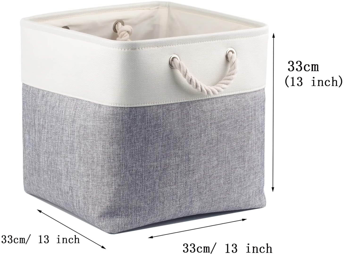 Canvas Storage Basket | Grey & White | 3 Pack