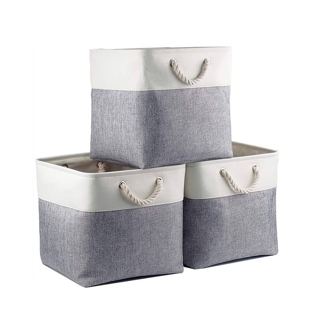 Square Storage Box | EVA Material | Grey & White | 28cm