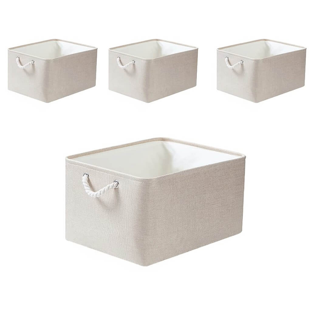 Ivory Fabric Storage Box | Durable Canvas | Multiple Sizes Available