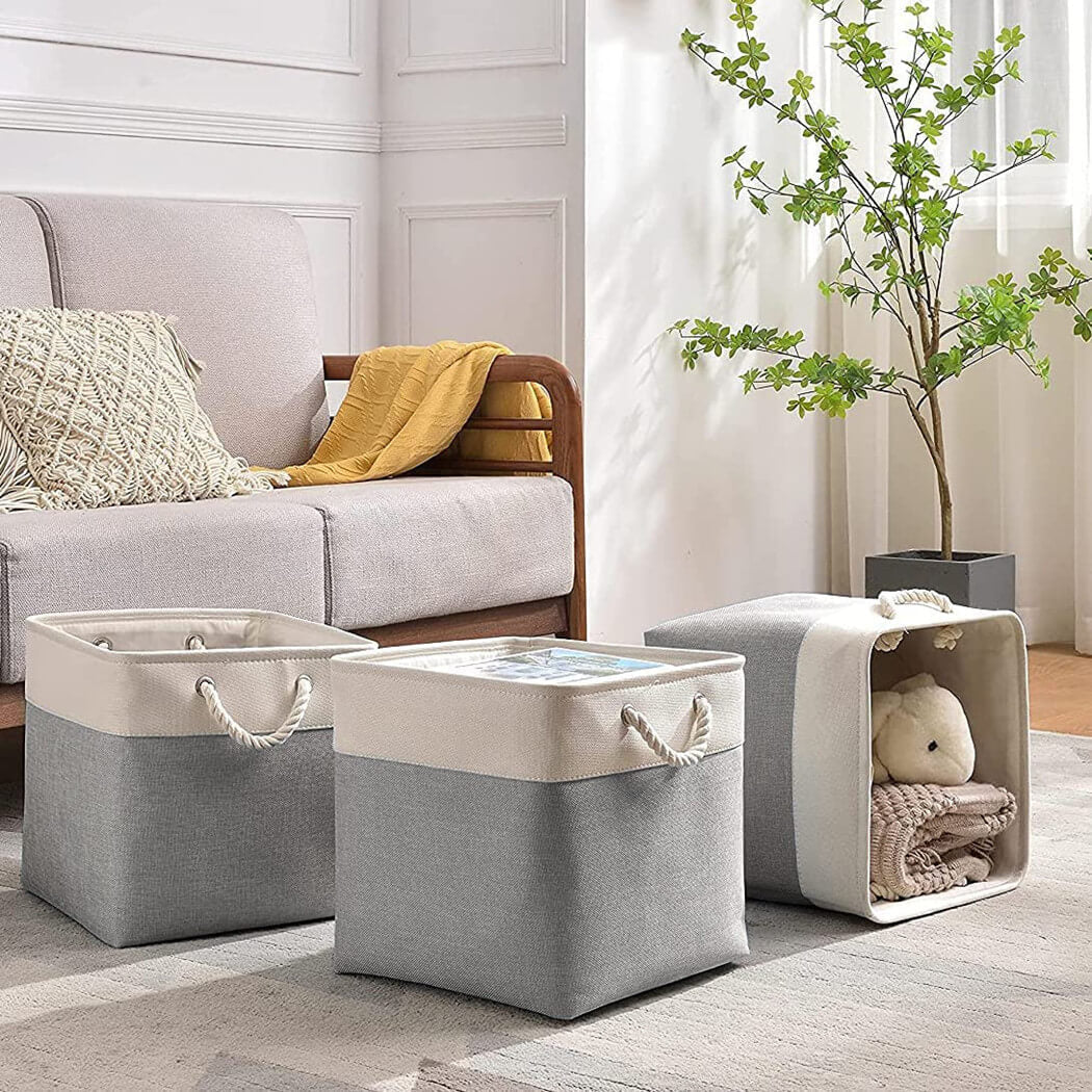 Fabric Storage Baskets | Set of 3 | 30cm Cube
