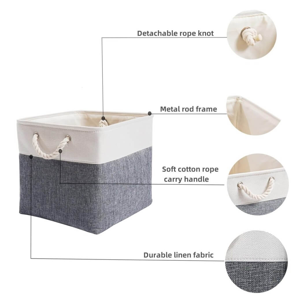 Storage Boxes | Canvas & EVA | Large 41.6L, 13"x15"x13"