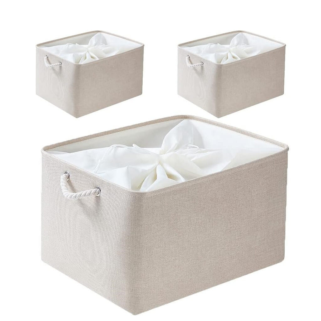 Ivory Fabric Storage Box | Durable Canvas | Multiple Sizes Available