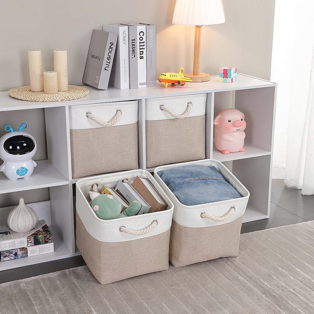 Fabric Storage Cubes | Foldable with Cotton Rope Handles | 25cm x 25cm