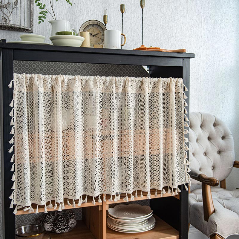 Lace Tier Curtain | Cotton Linen | 1 Piece
