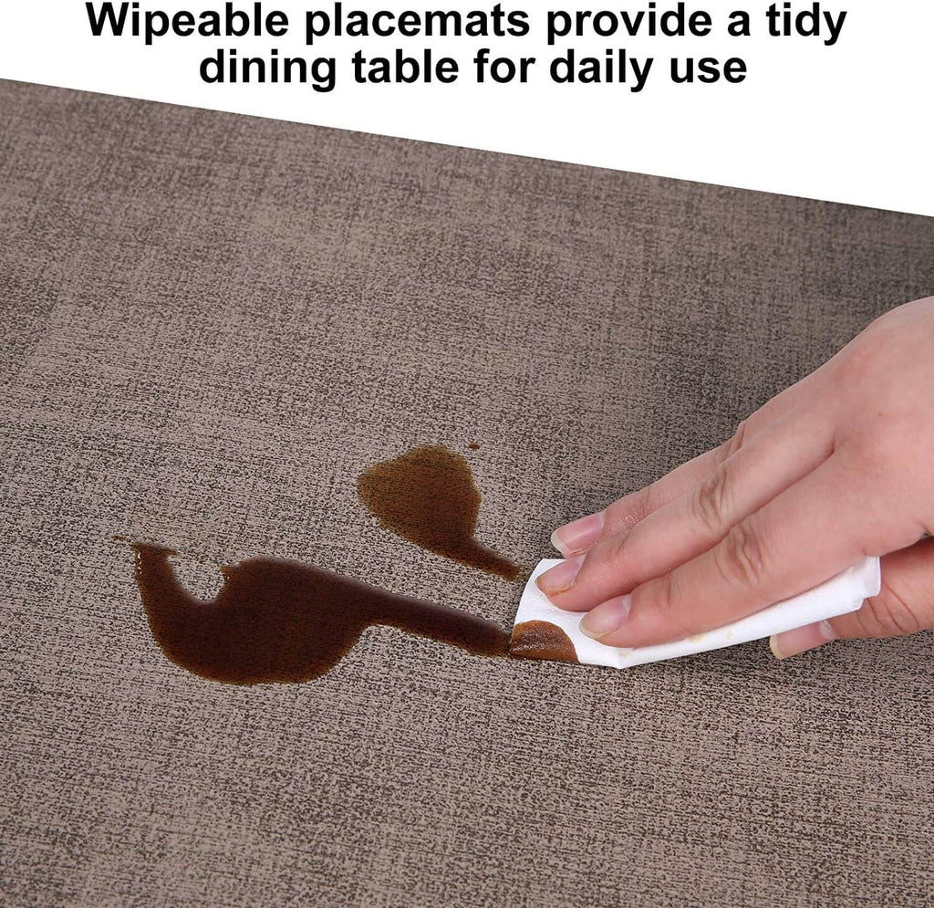 Faux Leather Placemats Set | Waterproof & Heat Resistant | Blue
