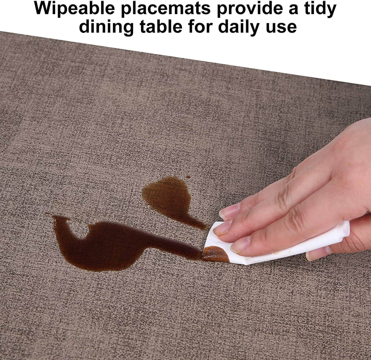 Faux Leather Placemats Set | Waterproof & Heat Resistant | Blue