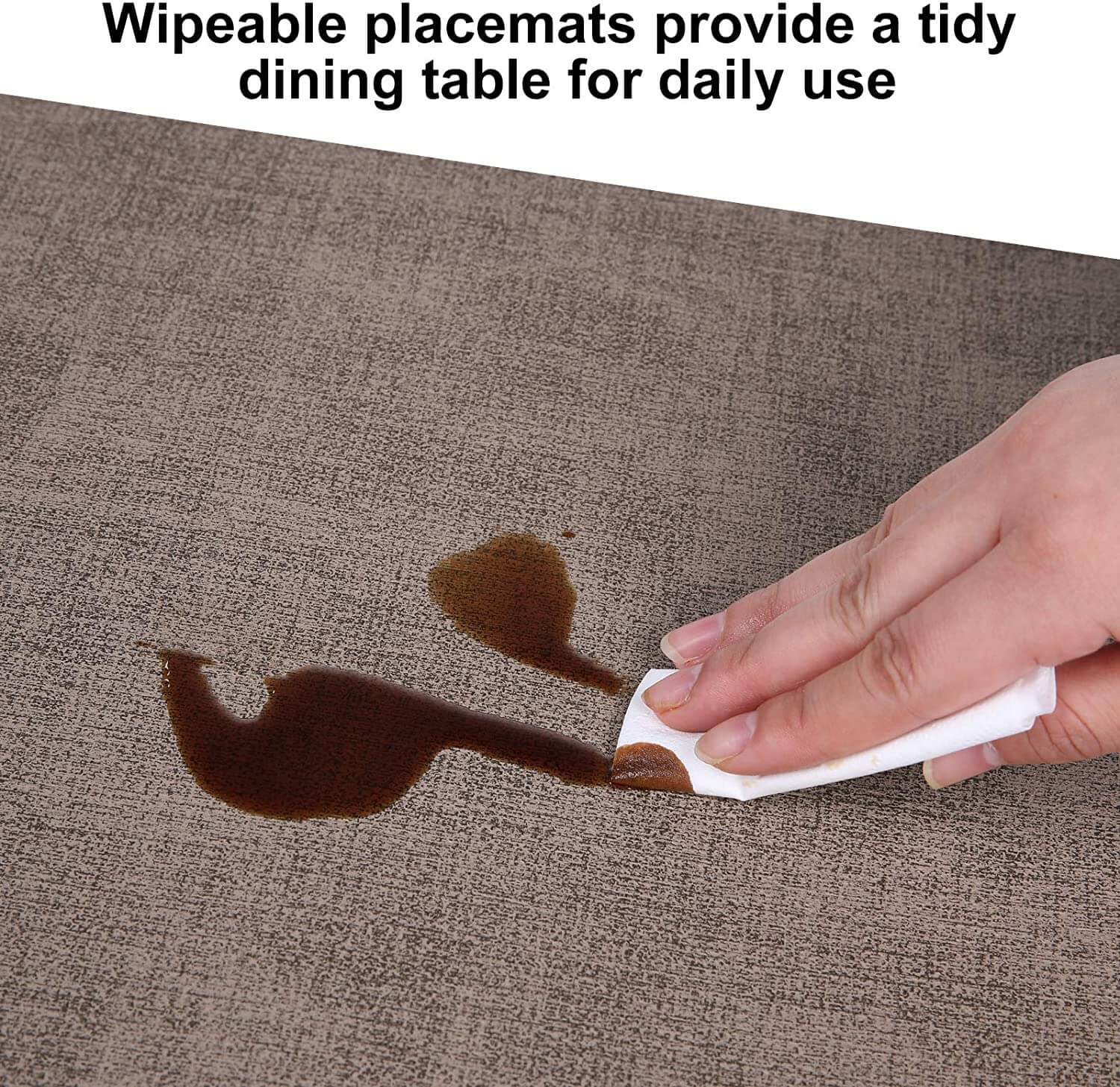 Faux Leather Placemats Set | Waterproof & Heat Resistant | Blue