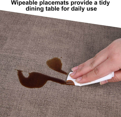 Faux Leather Placemats Set | Waterproof & Heat Resistant | Blue