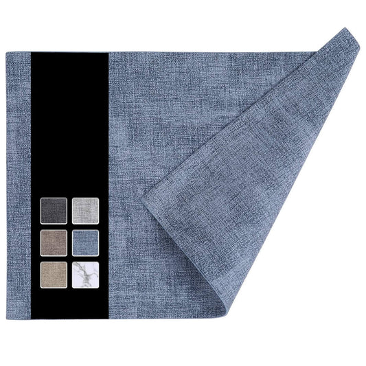 Faux Leather Placemats Set | Waterproof & Heat Resistant | Blue