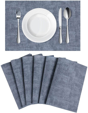Faux Leather Placemats Set | Waterproof & Heat Resistant | Blue