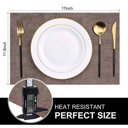Faux Leather Placemats | Waterproof & Heat Resistant | Brown, 4-Pack