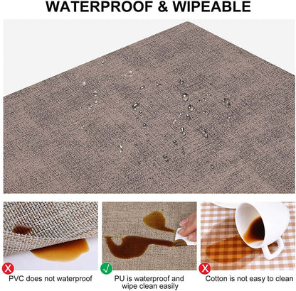 Faux Leather Placemats | Waterproof & Heat Resistant | Brown, 4-Pack