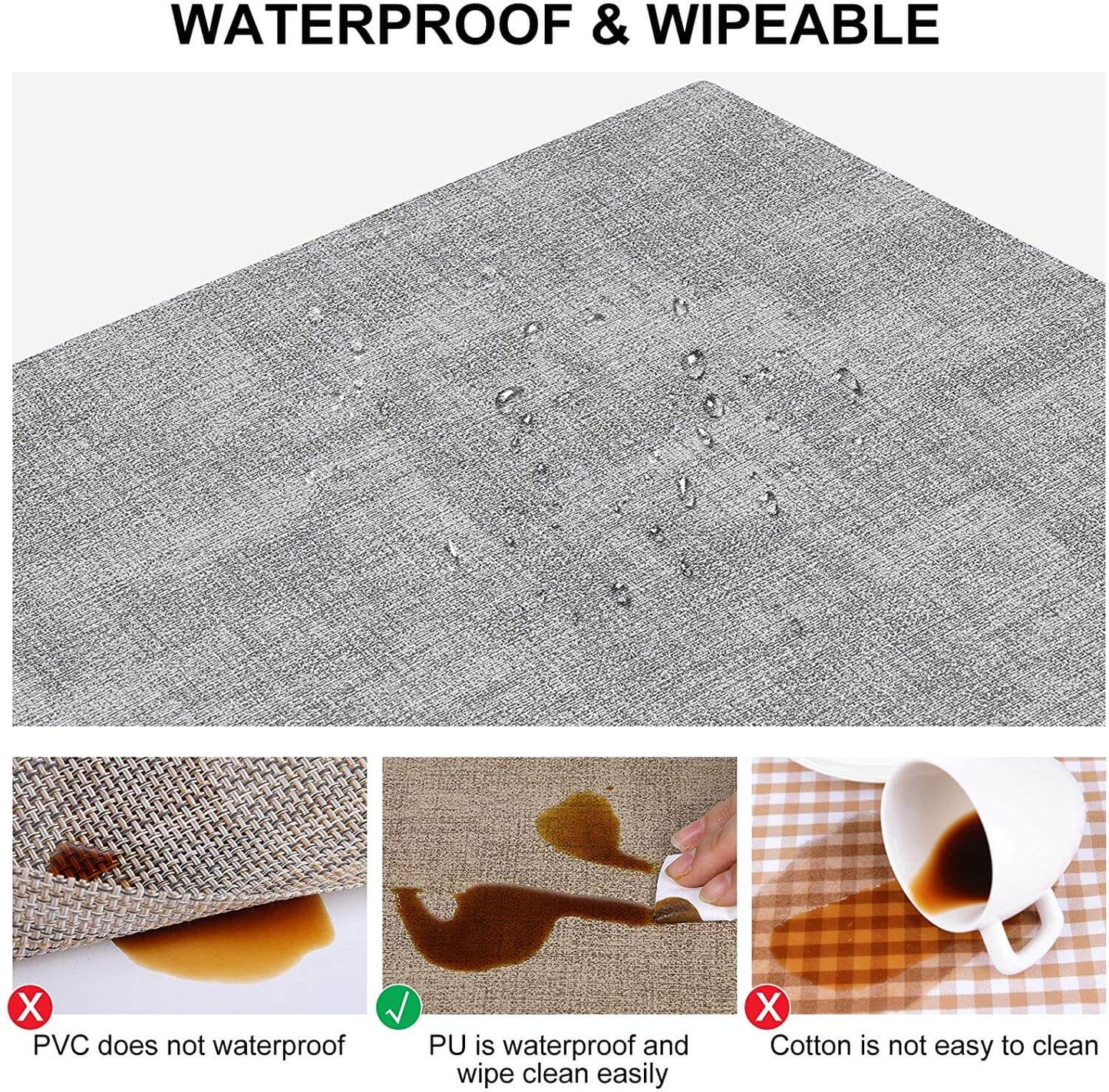 Placemats Set | Faux Leather | Light Grey