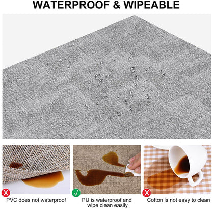 Placemats Set | Faux Leather | Light Grey