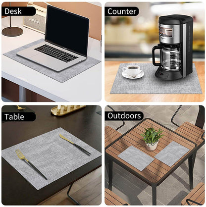 Placemats Set | Faux Leather | Light Grey