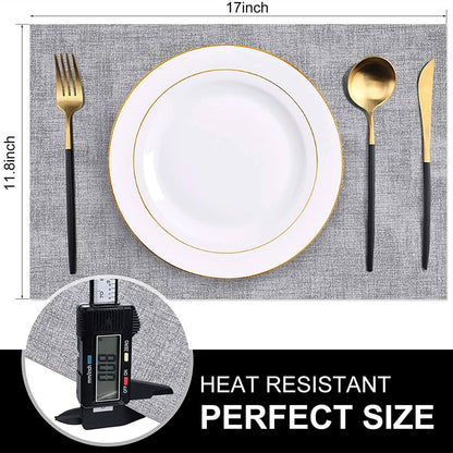 Placemats Set | Faux Leather | Light Grey