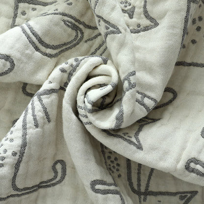Cat Print Cotton Pillow Towels | Set of 2