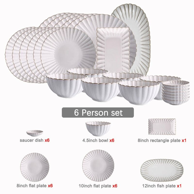 Ceramic Dinnerware Set | Luxury Design | Service for 4, 6, or 8