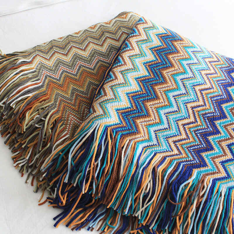 Striped Tassel Blanket | Soft Acrylic Fiber | Multiple Sizes
