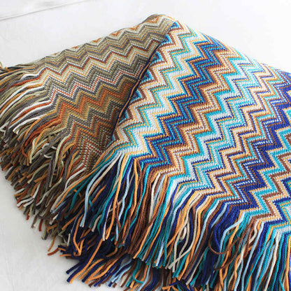 Striped Tassel Blanket | Soft Acrylic Fiber | Multiple Sizes