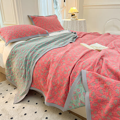 Pure Cotton Quilted Coverlet | Floral Design | Available in Full, Queen, King Sizes