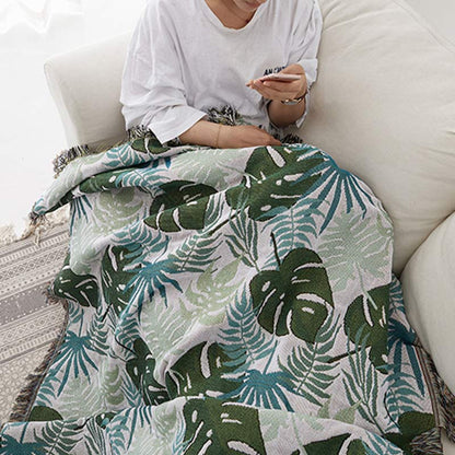 Palm Pattern Sofa Cover | Double-Sided Design | Multiple Sizes Available