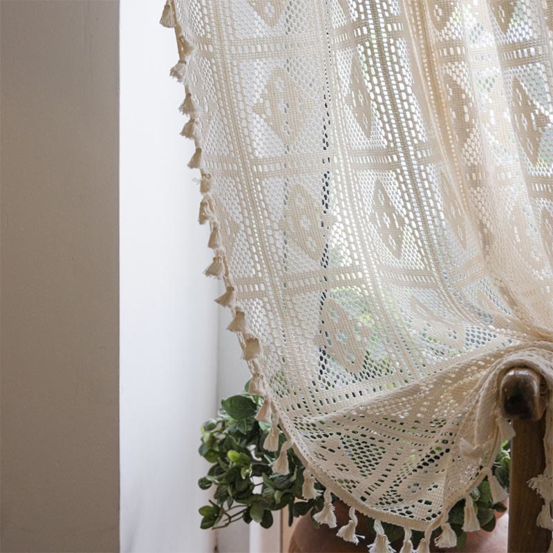 Rhombus Plaid Decorative Curtain | Polyester | Single Panel
