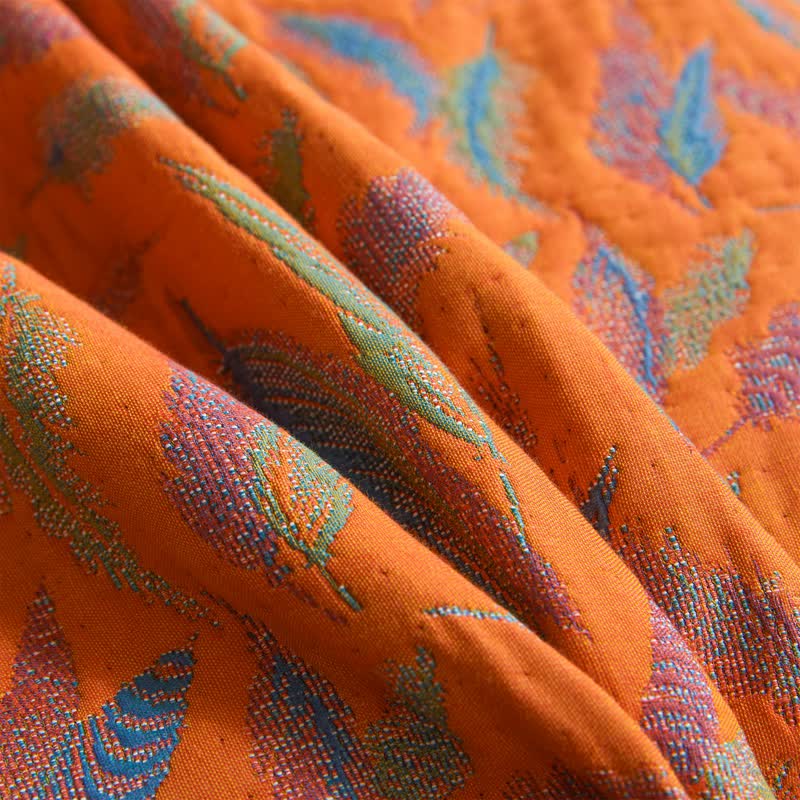 Cotton Gauze Quilt | Reversible Feather Design | Full/Queen Size