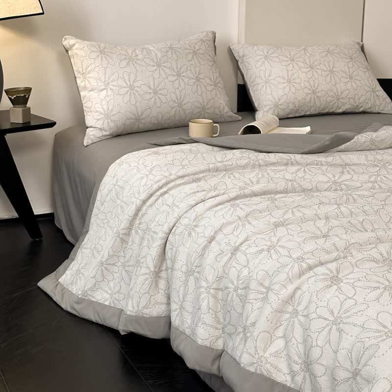 Jacquard Daisy Bedding Set | Cotton Gauze | 4 Pieces